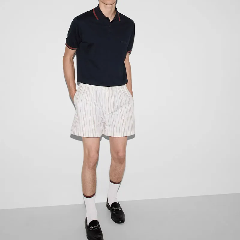 GUCCI Logo Embroidered Short Sleeve Polo Shirt-3