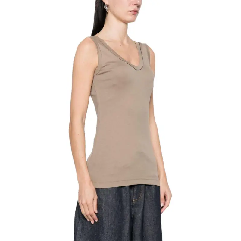 Brunello Cucinelli Embellished Trim Tank Top-3