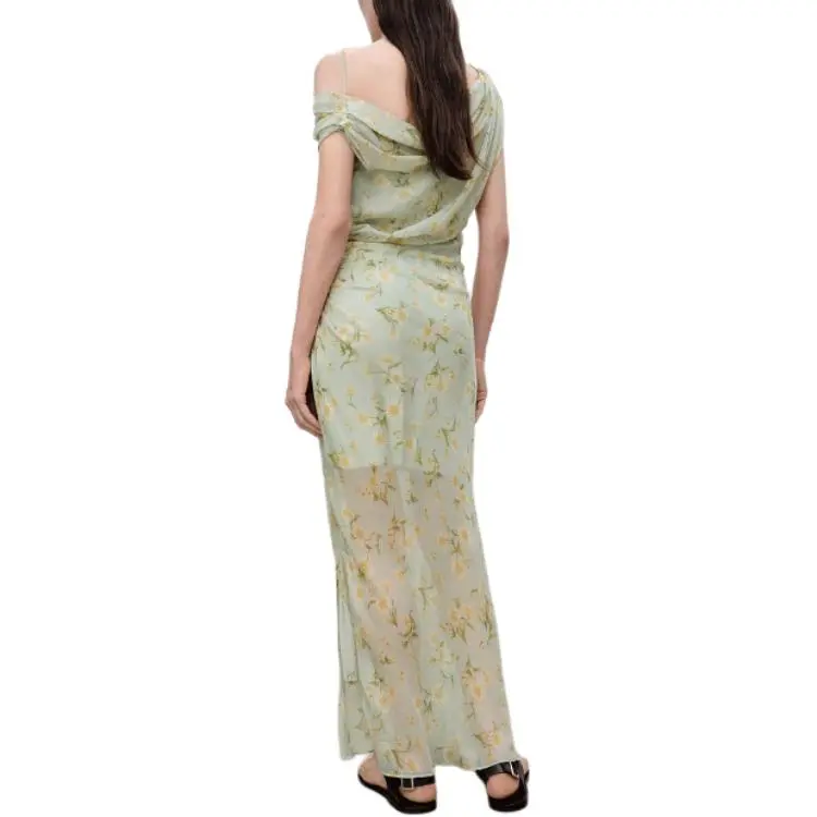 MANGO Short Sleeved Dress Women's Light Green-1
