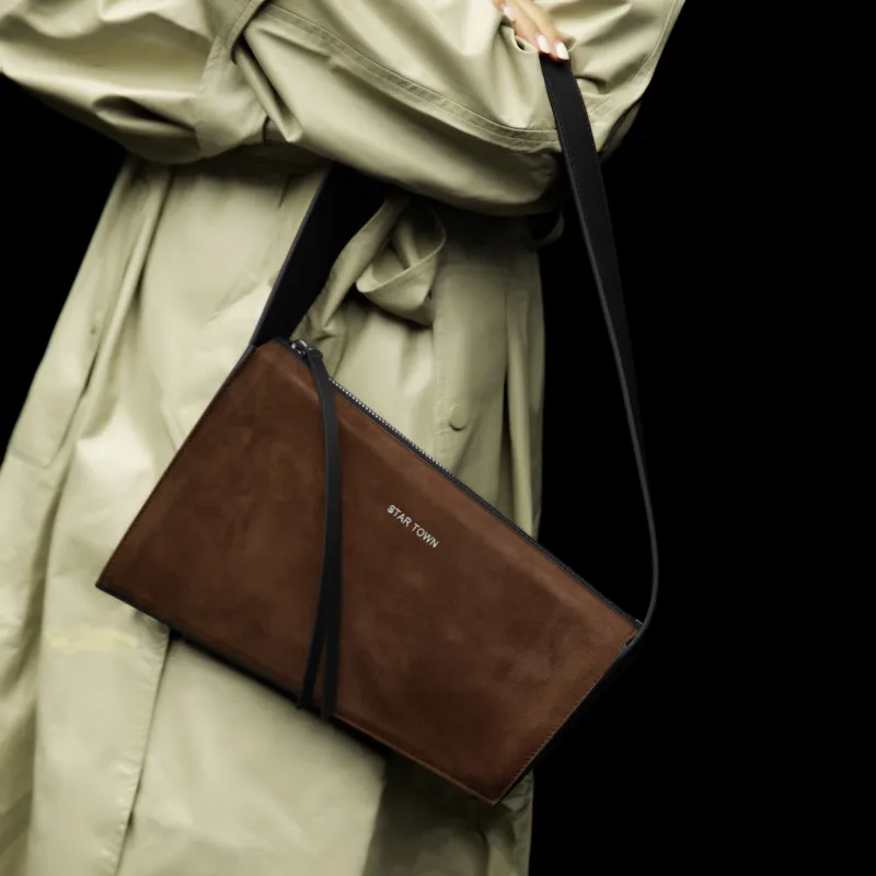 STAR TOWN Sheepskin Shoulder Bag, Handheld Handbag, Shoulder Bag Women's Brownie Brown/Caramel Yellow Brown-1