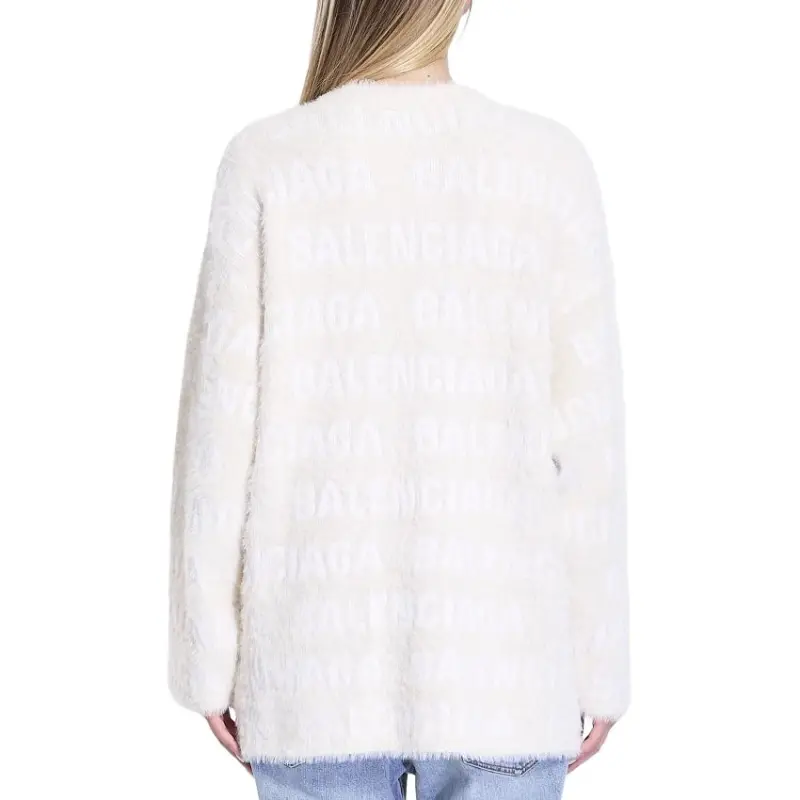 Balenciaga Allover Logo Furry Cardigan-4