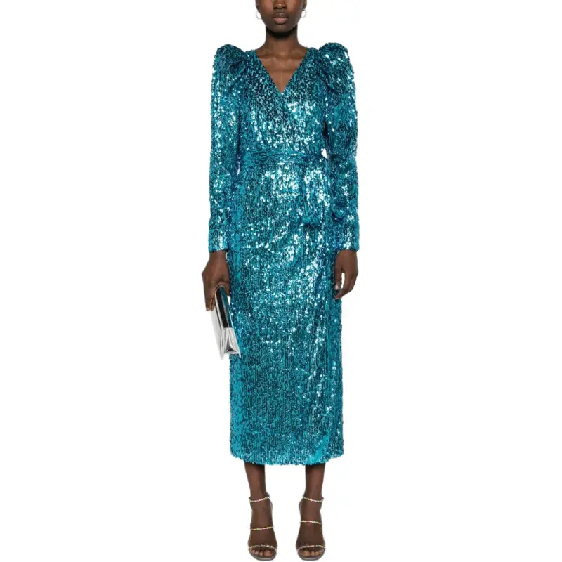 Rotate Long Sleeved Dress Women's Blue-2