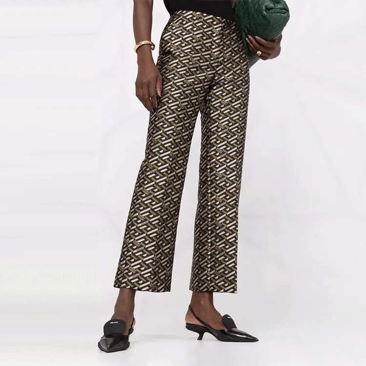VERSACE Monogram Jacquard Pants 'Black/Khaki'-4