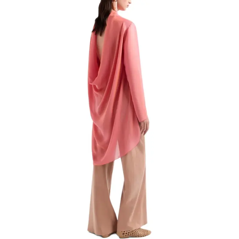 GIORGIO ARMANI Two tone Silk Chiffon Long Shirt-2