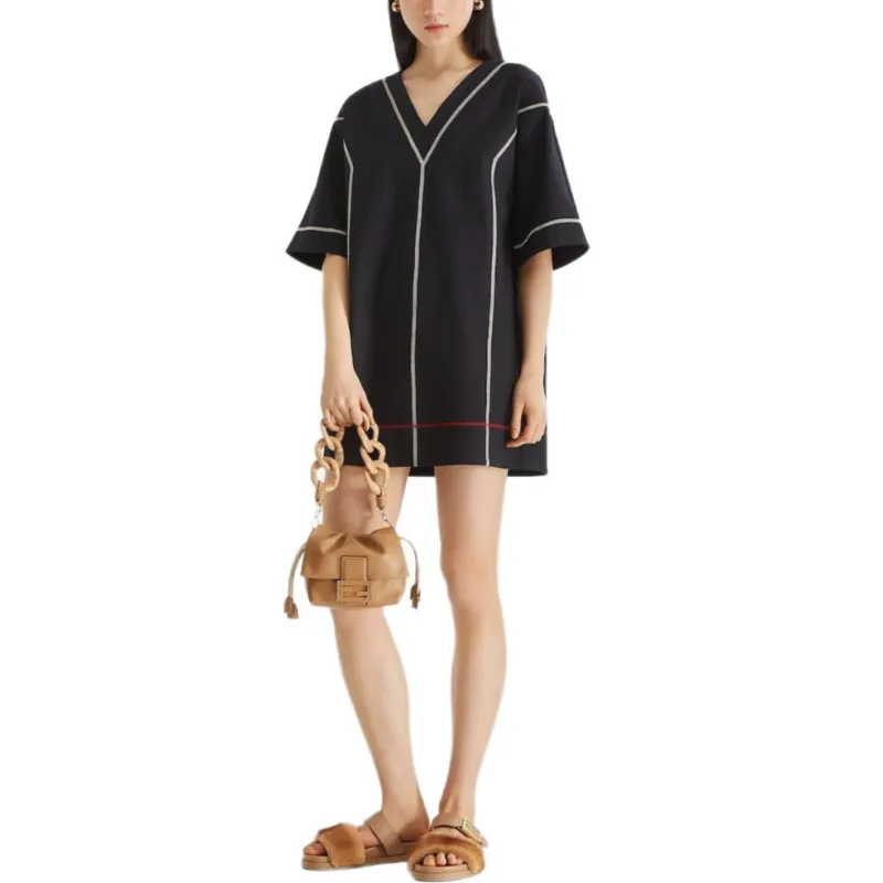FENDI SS25 Short Sleeved Dress Women's Black-2