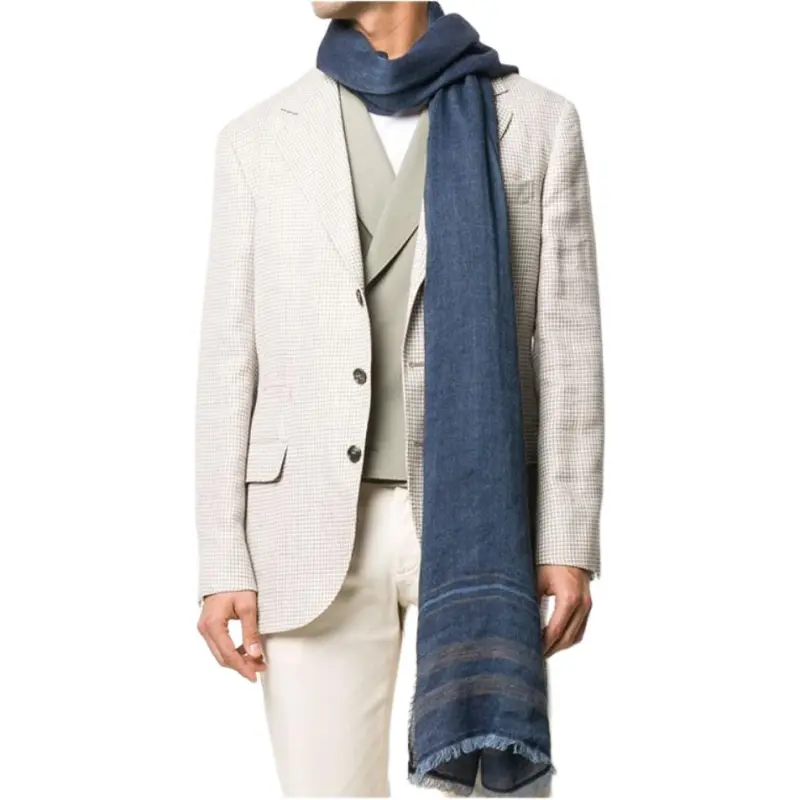 Brunello Cucinelli Linen Knit Scarves Men's Dark Blue-2