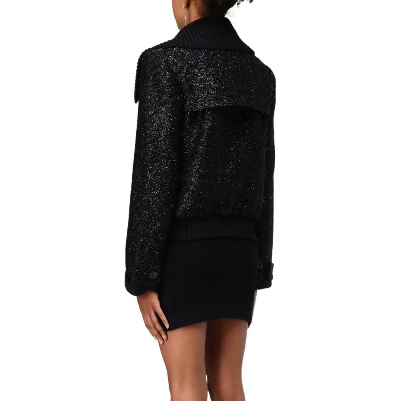 Self portrait Metallic Effect Zip Up Jacket-4