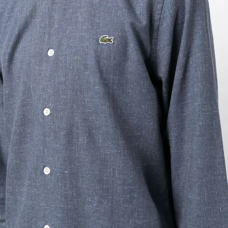 LACOSTE Logo-patch Long-sleeve Chambray Shirt-4