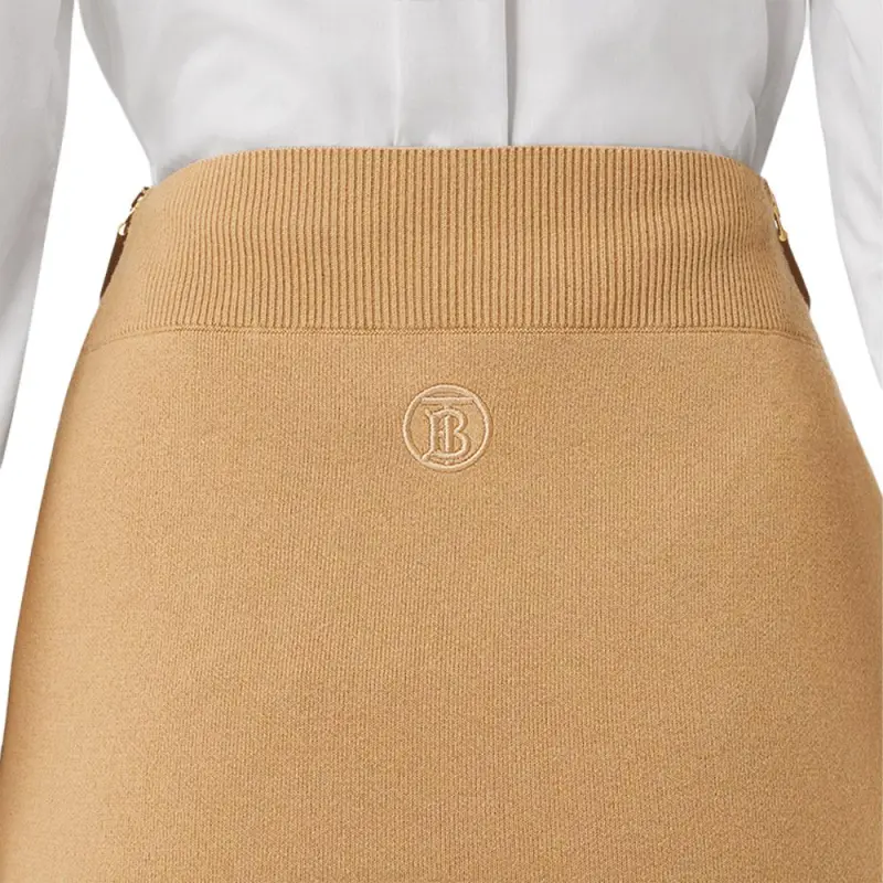 Burberry Leather Long Skirts Women's Camel-5