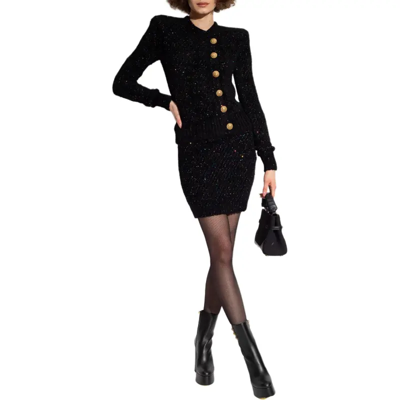 BALMAIN Sequin embellished High waist Miniskirt-4