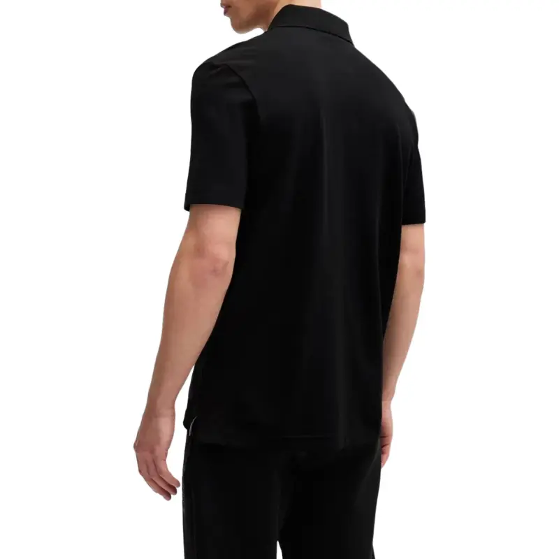 HUGO BOSS Cotton Polo Shirt With Metallic Print Polo Shirt Men's Black-3