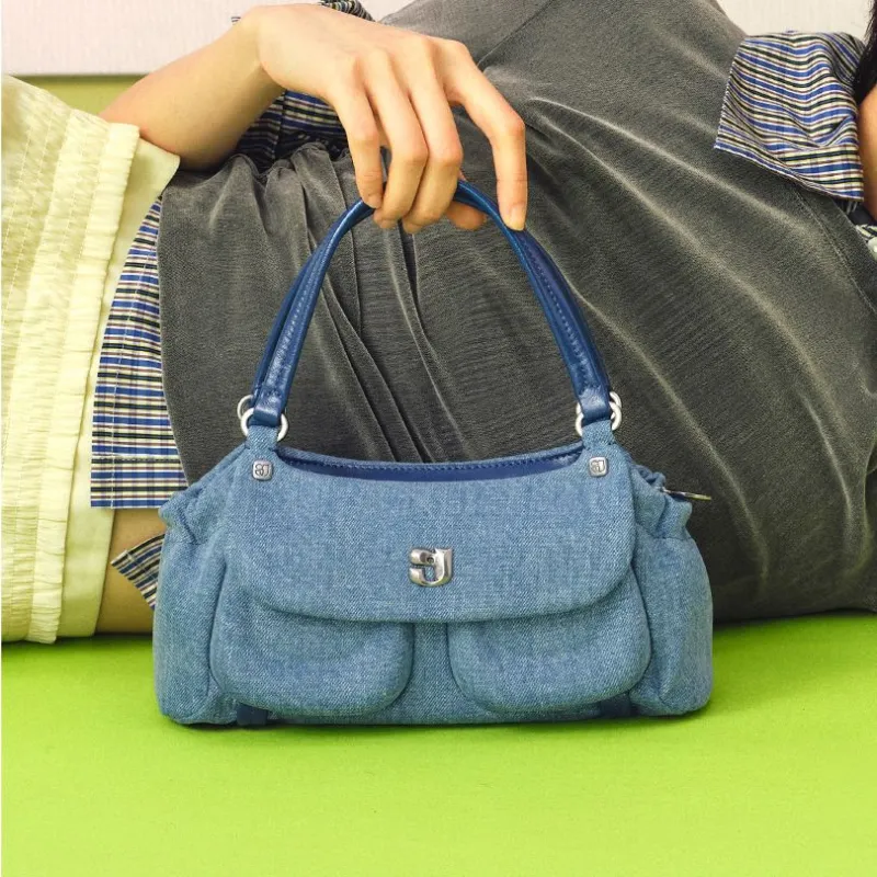 KUNOGIGI Fabric Crossbody One Shoulder Handbag Trumpets Unisex Denim Blue-1