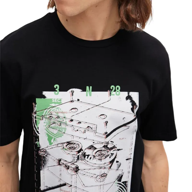 HUGO BOSS Cotton Jersey T Shirt With Seasonal Print T Shirt Men's Black-4