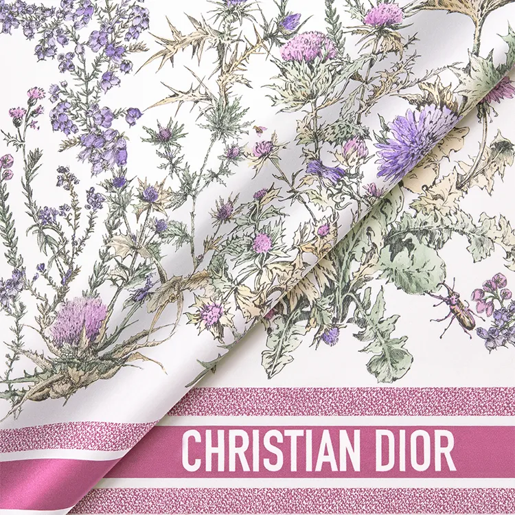DIOR Silk Scarves Women's White/Purple-1