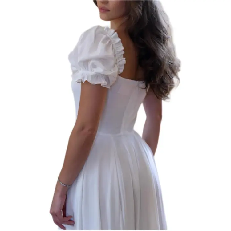 Selkie Collection SS24 Short Sleeved Dress Women's Ivory White-4