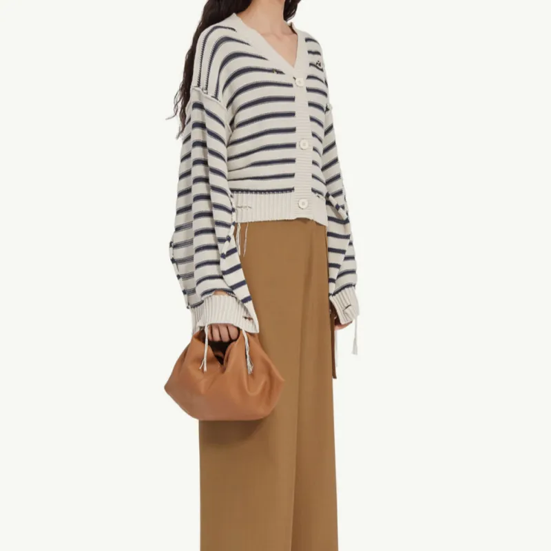 MM6 Maison Margiela Striped Cotton Knit Cardigan-1