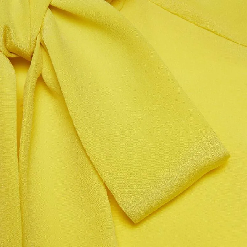 GUCCI Silk Shirt With Self Tie Bow Shirt Women's Yellow-4