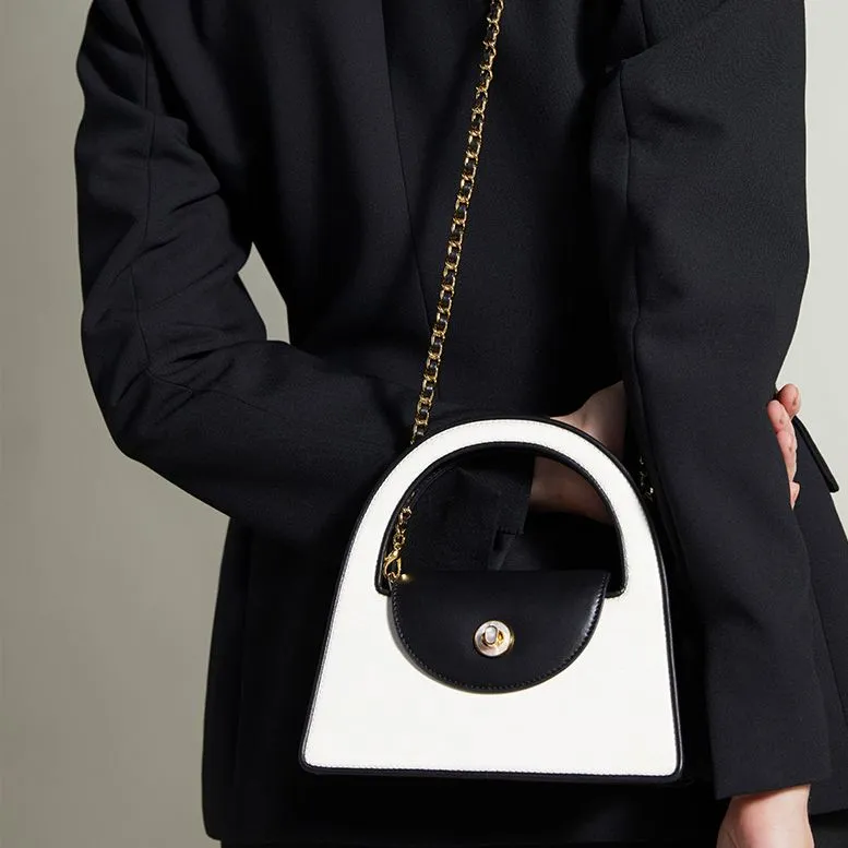 RiotLILY Artificial Leather One Shoulder Handbag Regular Women's Black/White-4