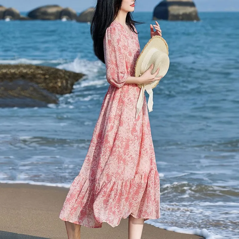 【dme】 Long Sleeved Dresses Women's Pink-3