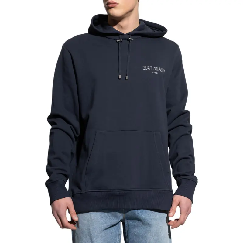 BALMAIN Logo graphic Drawstring Hoodie-1