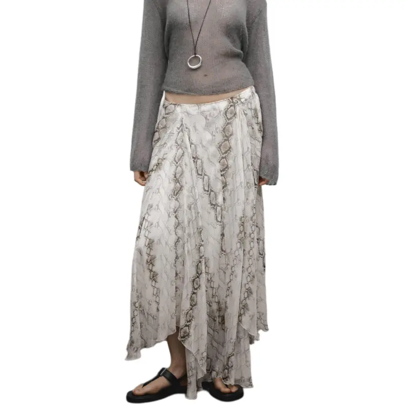 Massimo Dutti Casual Long Skirts Women's White-3