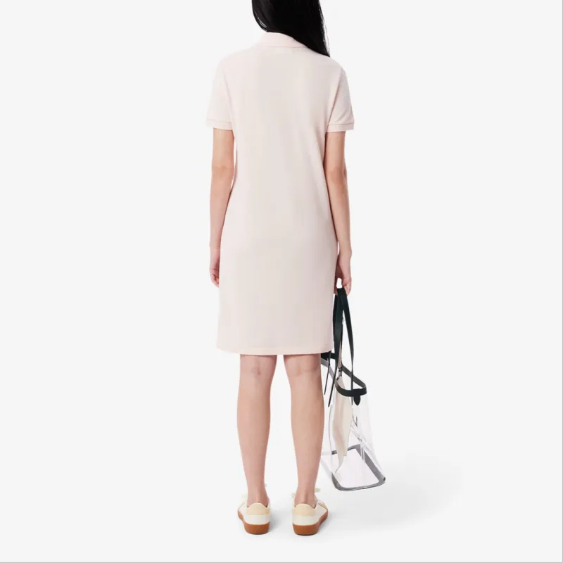 LACOSTE Short Sleeved Dress Women's Light Pink-3
