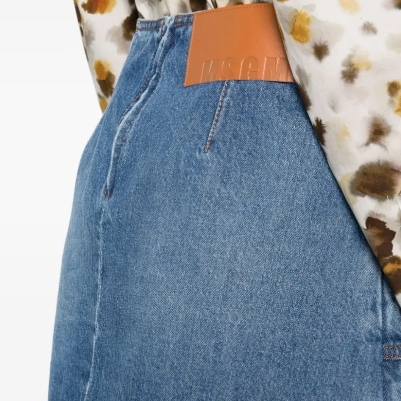 MSGM Asymmetric Denim Mini Skirt-3