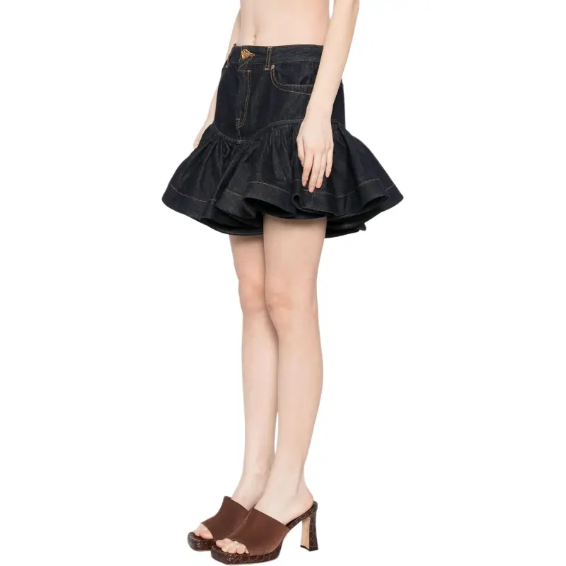 Zimmermann Crush Denim Frill Mini Skirt-3