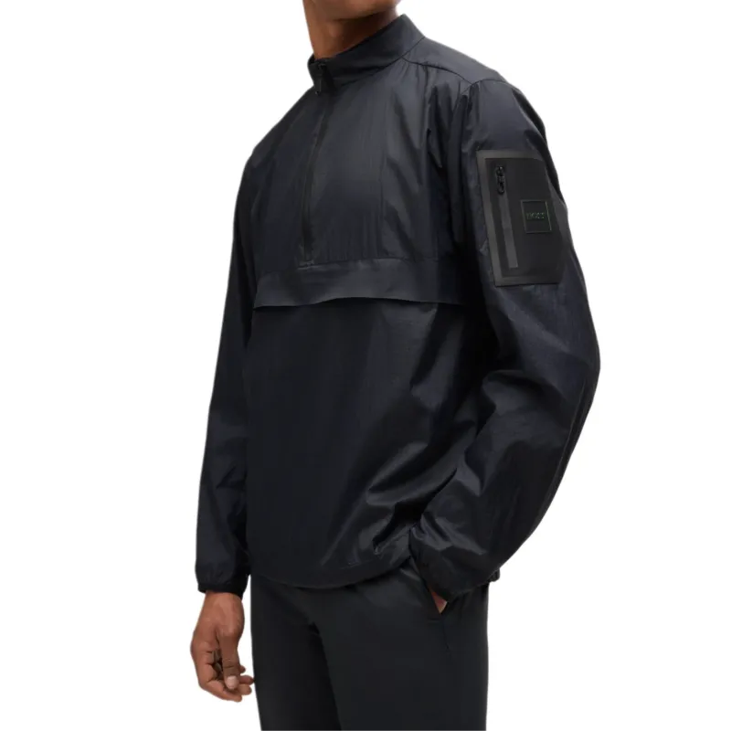 HUGO BOSS Water Repellent Regular Fit Windbreaker In Ripstop Fabric Trench Coat Men's Dark Blue-3