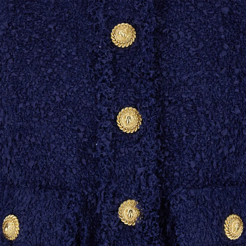 BALMAIN Button Detailed Cropped Tweed Jacket-2