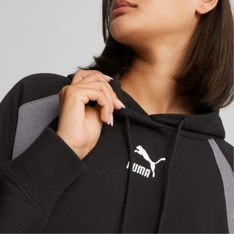 PUMA CLASSICS Classics Block Hoodie Women's Sweatshirt Women's Black-Gray-6