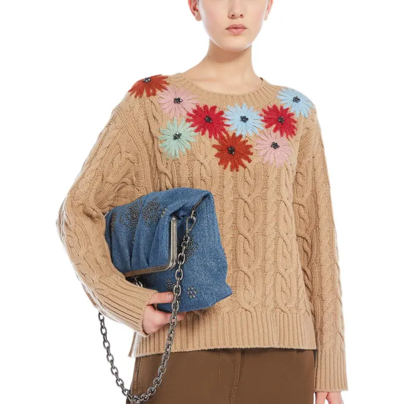 WEEKEND MaxMara Flower Embellished Crewneck Jumper-3