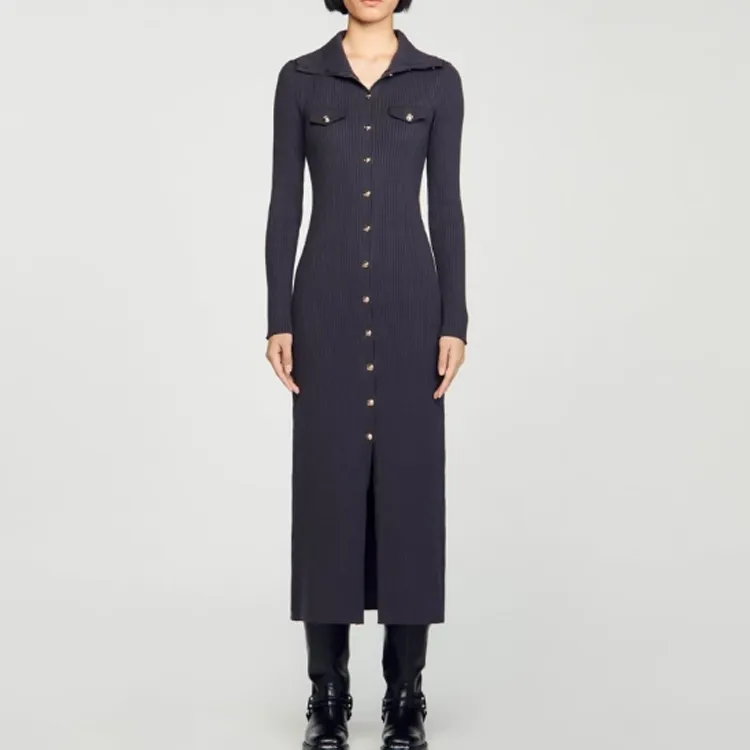 Sandro Long Sleeved Dresses Women's Carbon Gray-1
