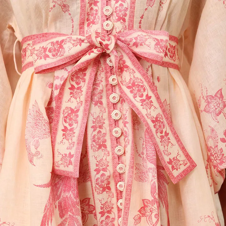 Zimmermann SS25 Long Sleeved Dress Unisex Pink-6