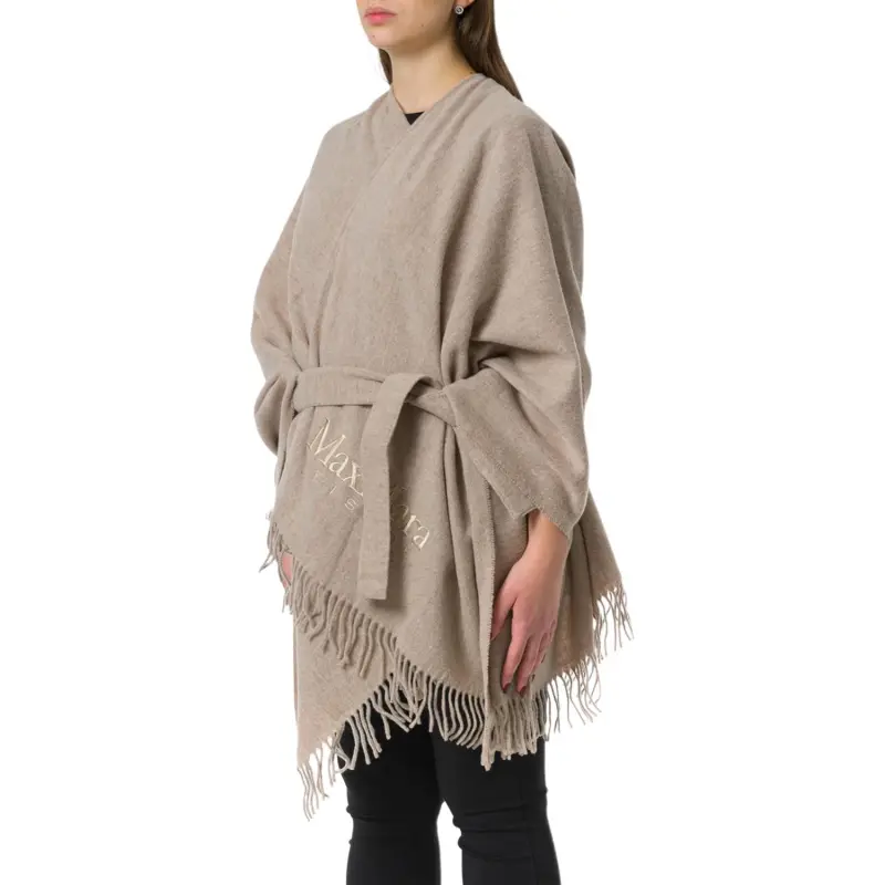 MaxMara Belted Fringed Edge Poncho-2