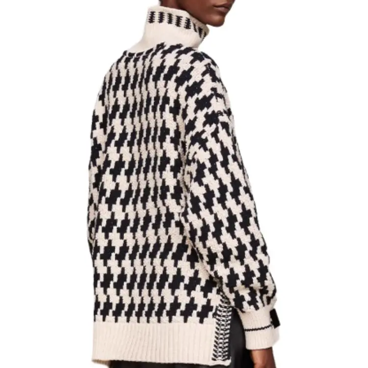 Tommy Hilfiger Knitwear Women's Black White Houndstooth Pattern-3