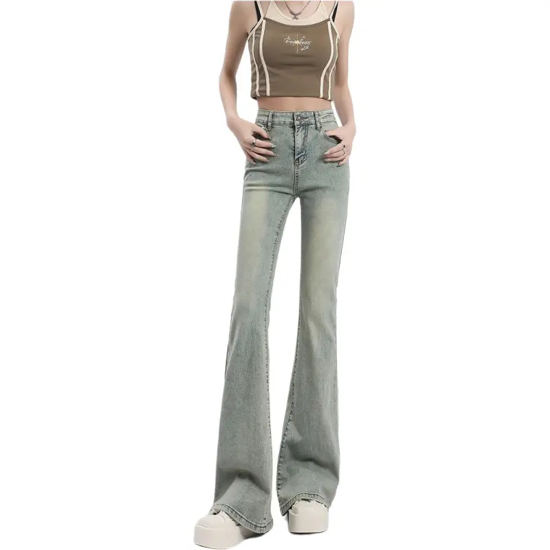 YINLEI Jeans Women's Yellow-4