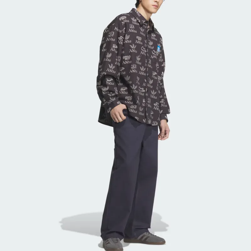 Adidas Originals CITY SKATE Shirt Men's Medium Denim Black/White-3