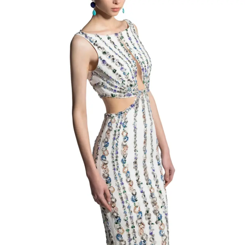Saiid Kobeisy Beaded Canton crepe Gown-4