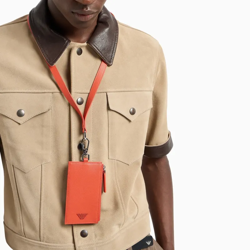 EMPORIO ARMANI Polyurethane Card Holder Men's Orange Red-3