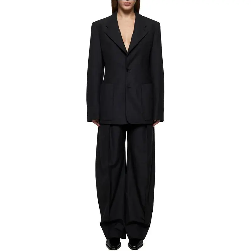 Lemaire Curved Volume Tailored Pants 'Caviar'-3