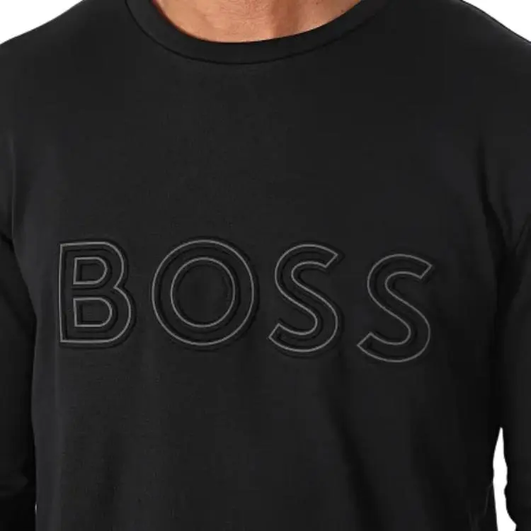 HUGO BOSS Maxi Logo Embossed Long Sleeved T Shirt-4