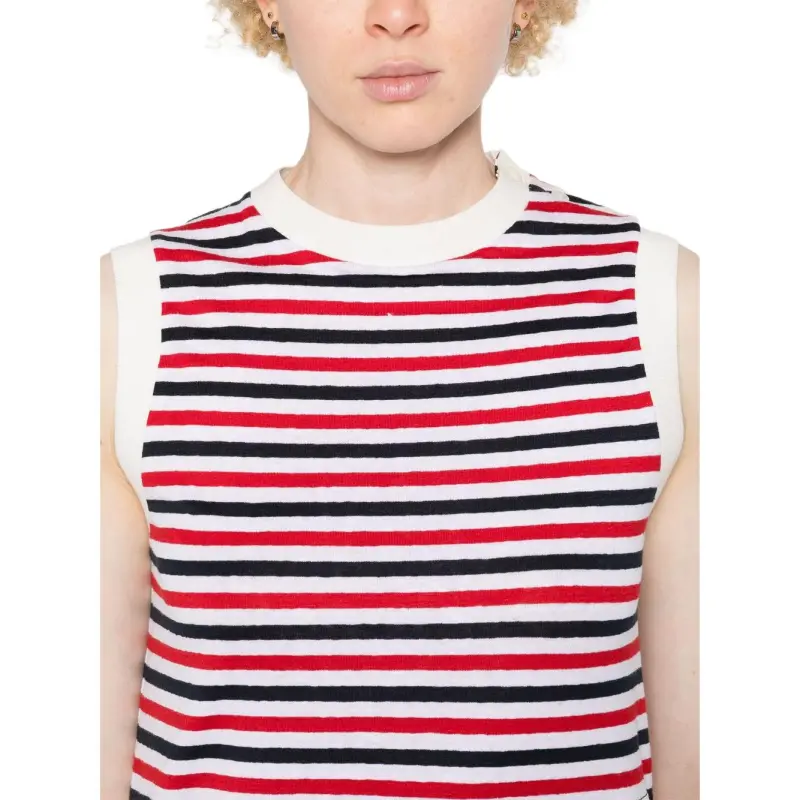THOM BROWNE Striped Linen Top-4