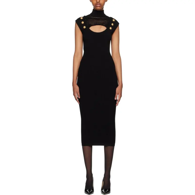 BALMAIN Cut-Out Detailed Ribbed Dress-2