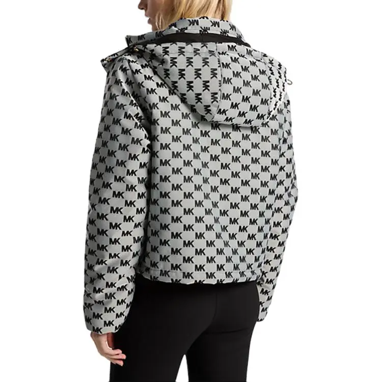 MICHAEL KORS Logo Jacquard Hooded Puffer Jacket-1