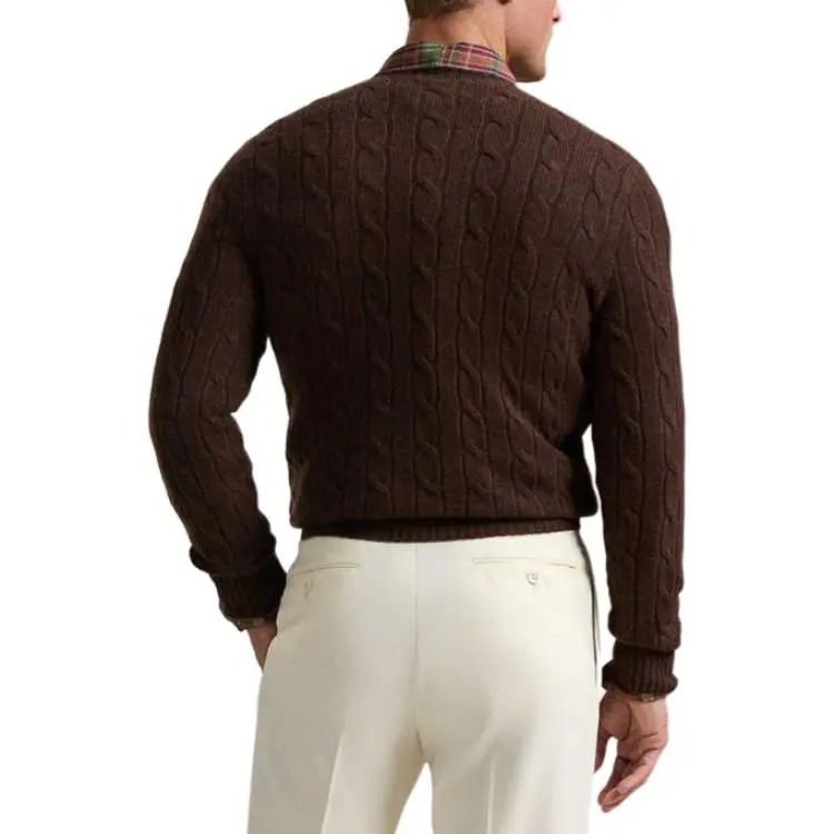 Polo Ralph Lauren SS25 Cashmere Sweater Men's Dark Coffee-3