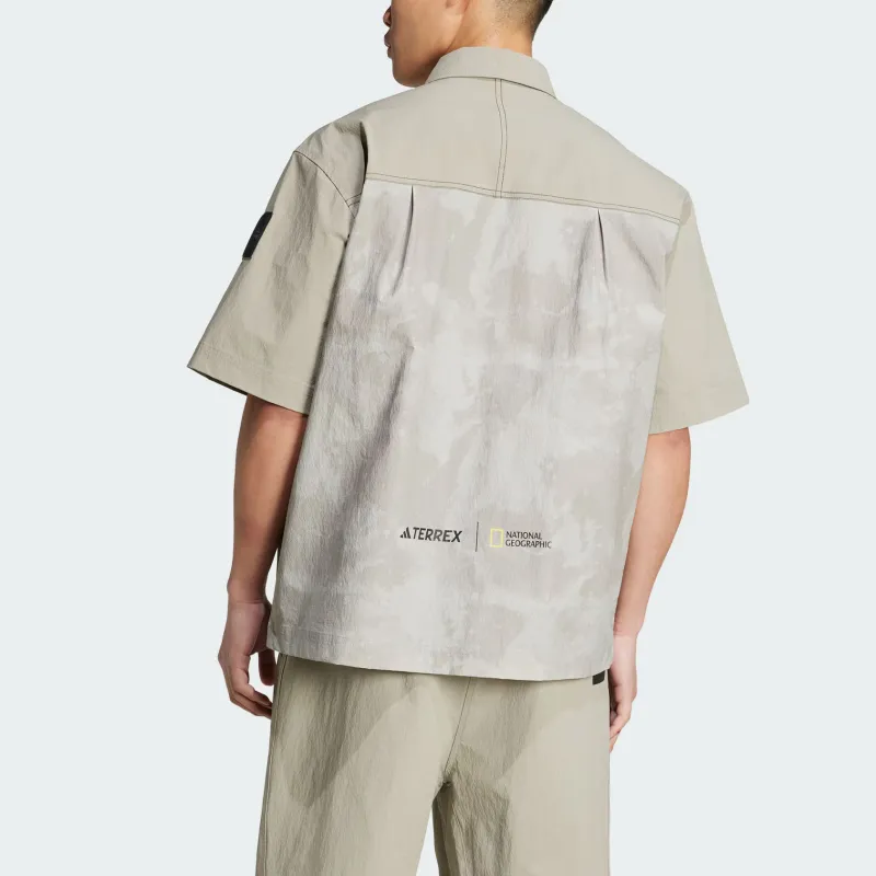 Adidas x National Geographic TerrexDisney Shirt Men's Light Sesame Gray Brown-2