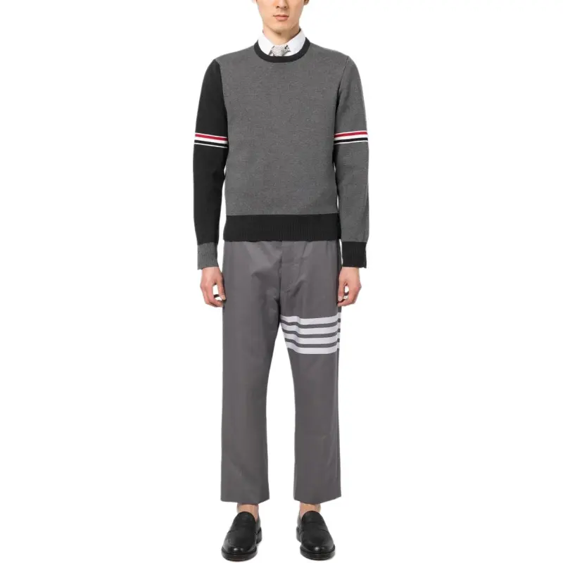 THOM BROWNE Color Block Crewneck Sweater-4