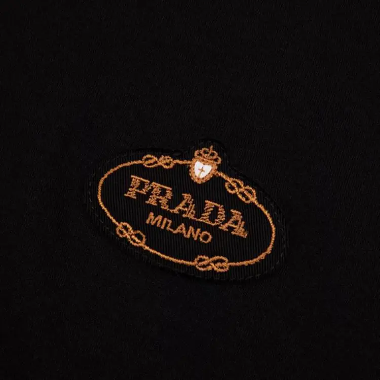 PRADA Logo Embroidered Crewneck T Shirt-4