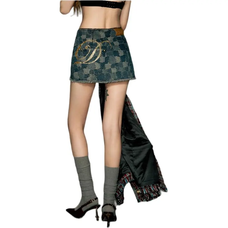 DeleteEX Denim Short Skirts Women's Dark Blue-1
